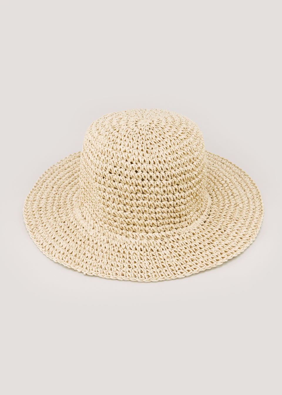 Natural Straw Crochet Look Hat - Matalan