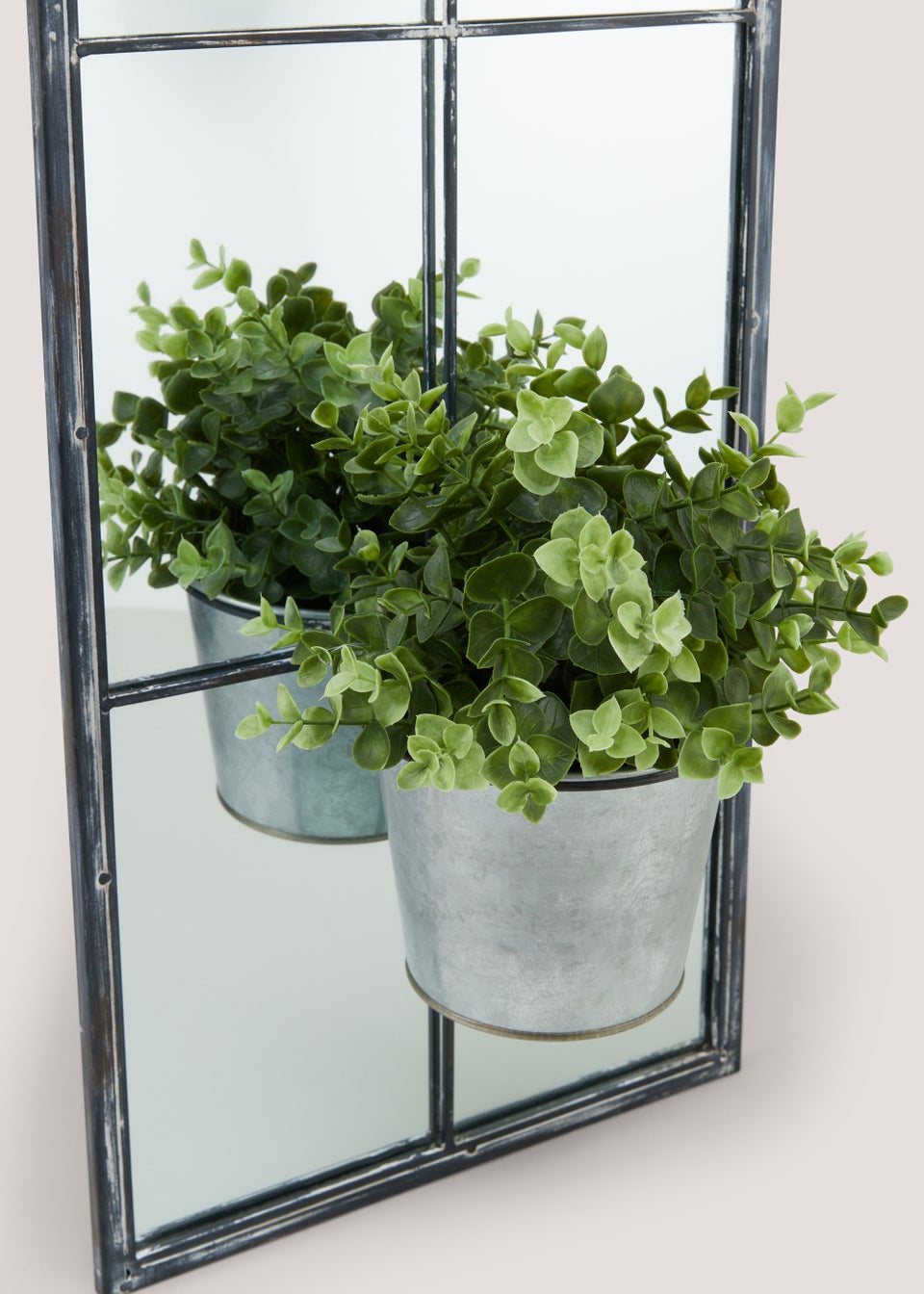 Metal Outdoor Mirror with Pot (69.5cm x 30cm x 15.5cm)