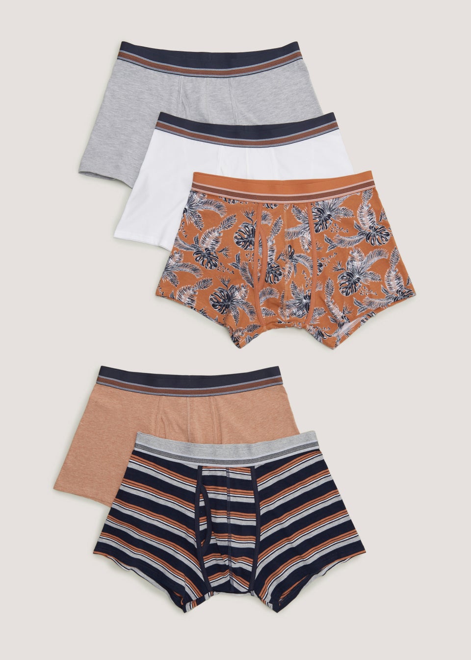 5 Pack Orange Keyhole Trunks Matalan