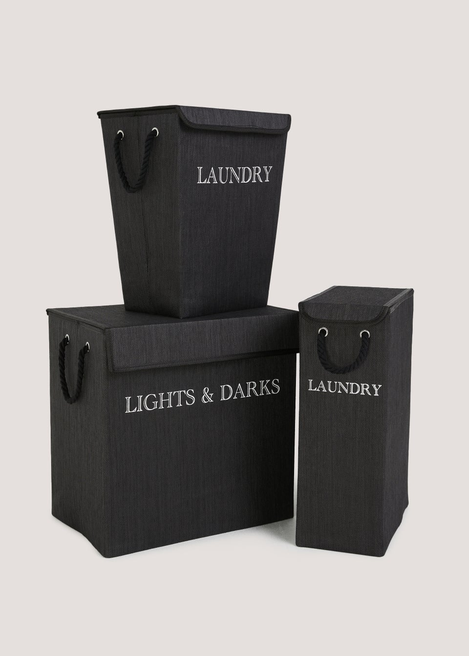 Black Narrow Laundry Basket (60cm x 40cm x 21cm)