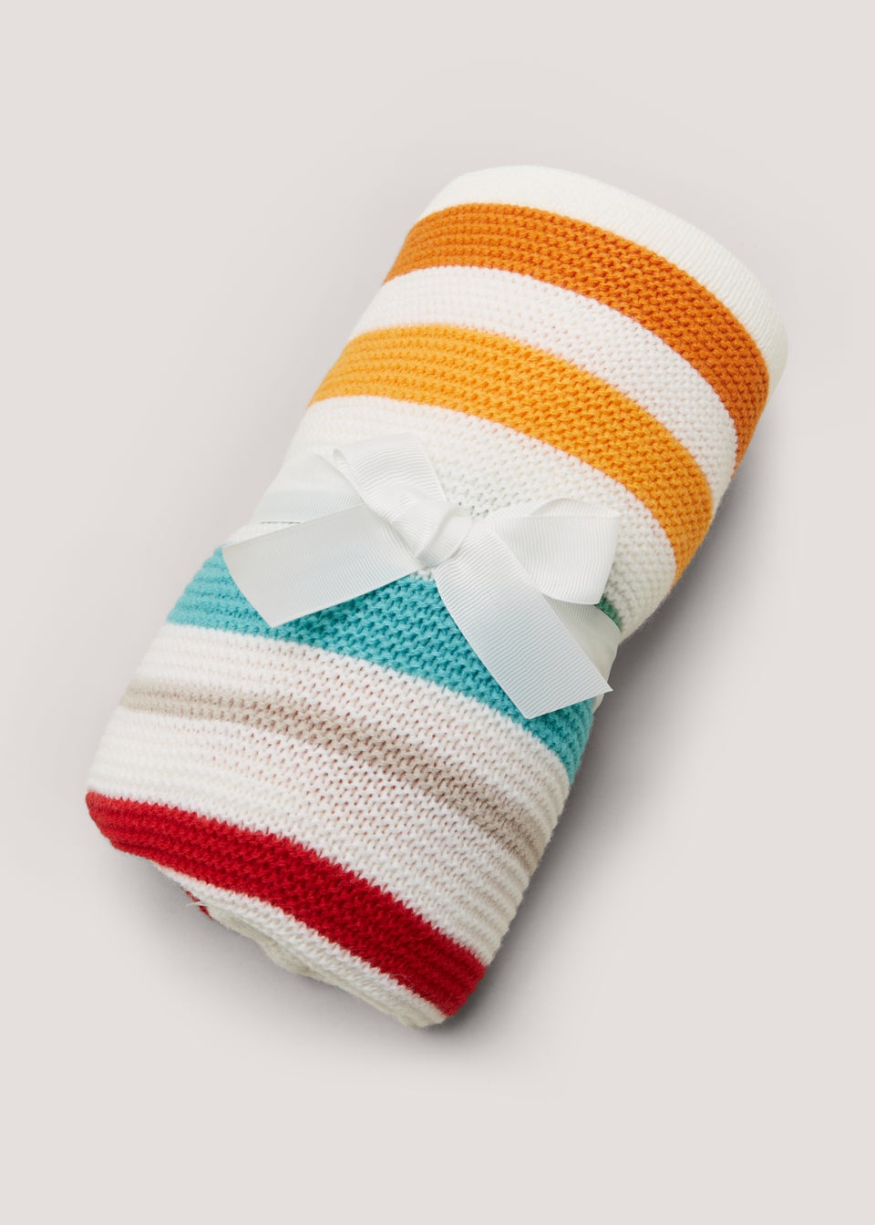 Multicoloured Stripe Knitted Baby Blanket (90cm x 70cm)