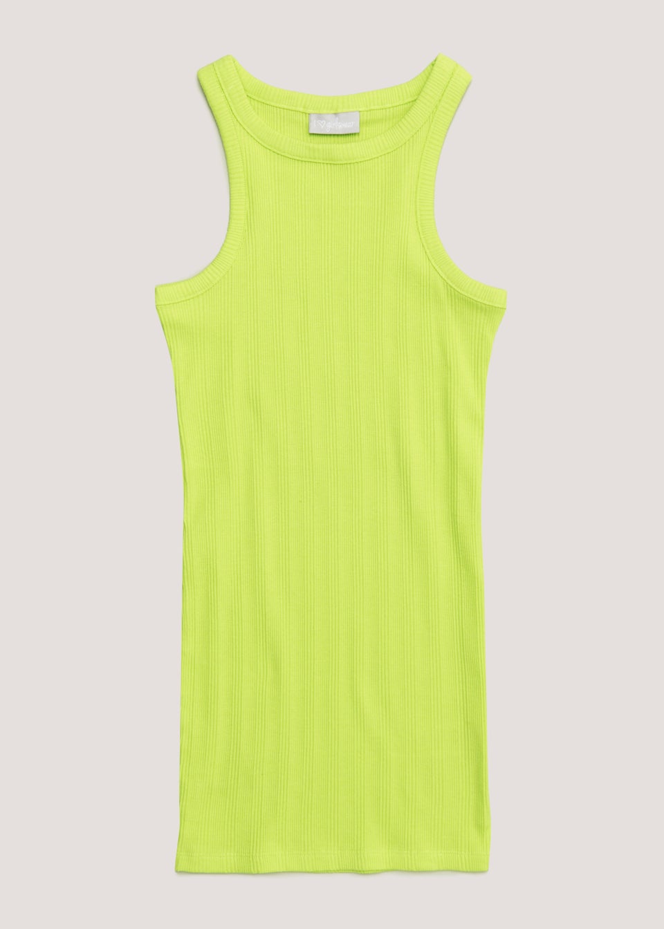 Girls Lime Racer Ribbed Dress (4-13yrs)