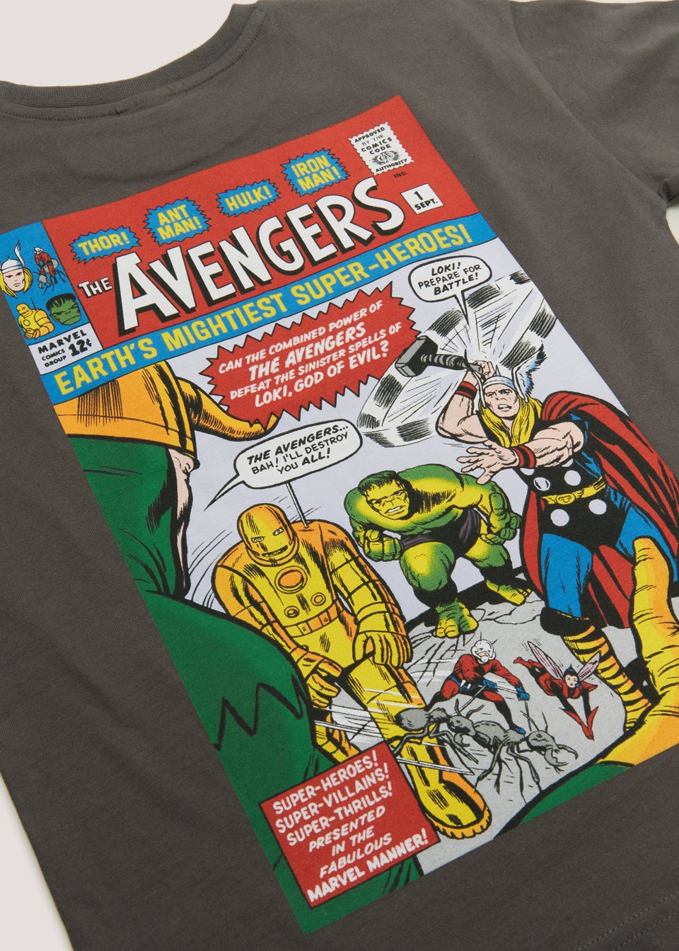 Kids Grey Marvel Avengers Neon T-Shirt (4-13yrs)