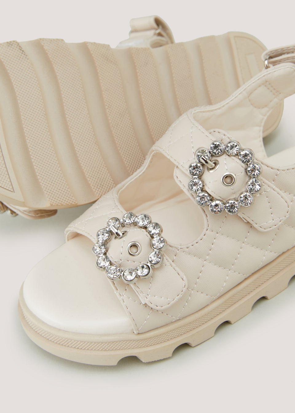 Girls Beige Chunky Quilted Sandals (Younger 10-Older 5)