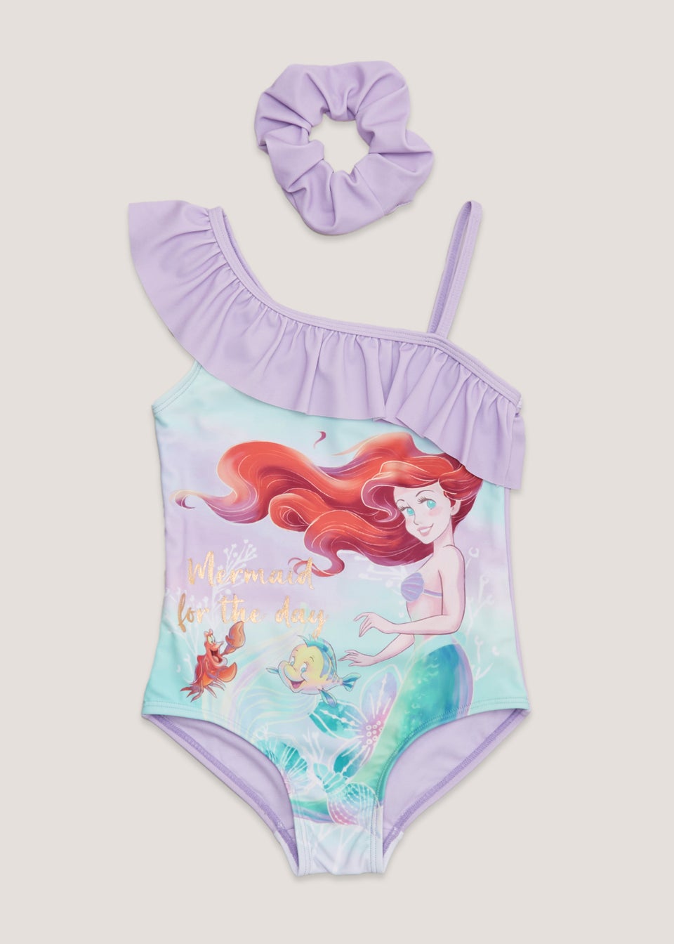 Girls Purple Ariel Swimming Costume & Scrunchie Set (18mths-9yrs)