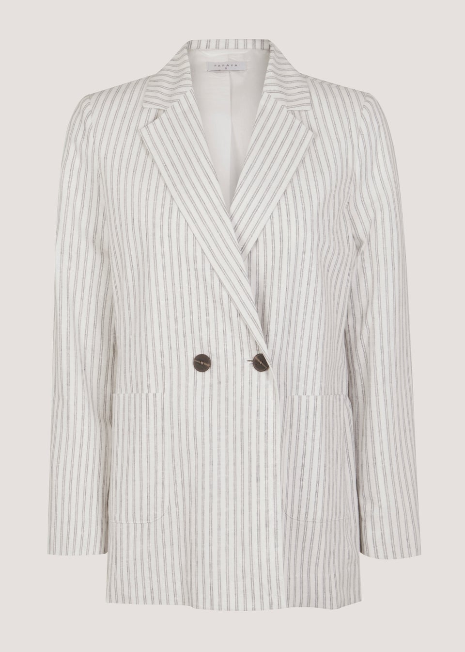 Black & White Stripe Linen Blend Blazer