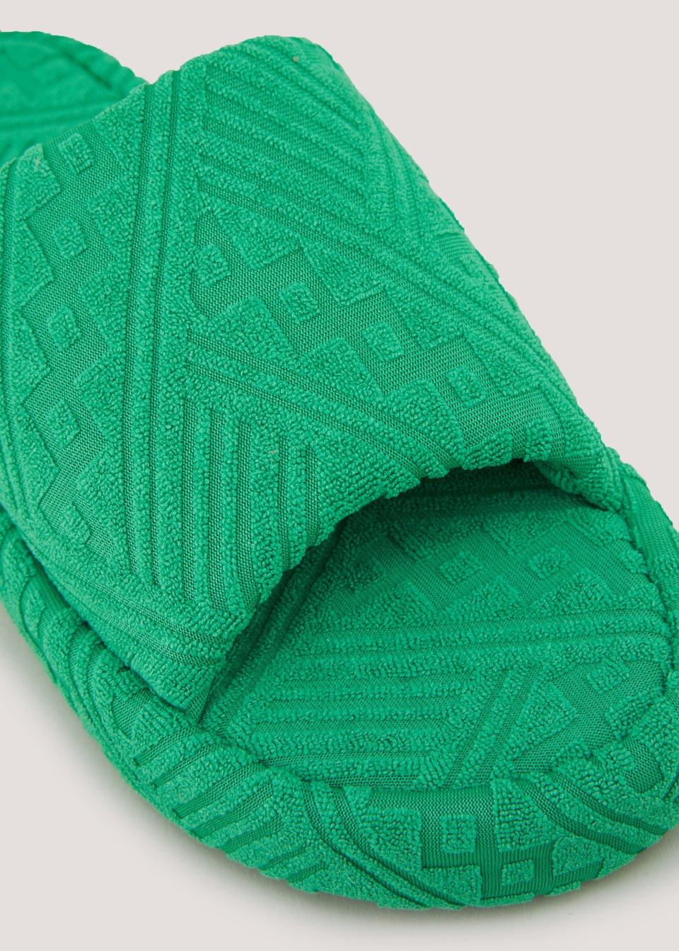 Green Towelling Platform Slippers