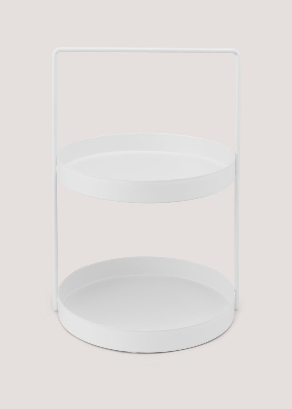 White Metal 2 Tier Circle Caddy (30cm x 20cm x 21cm)