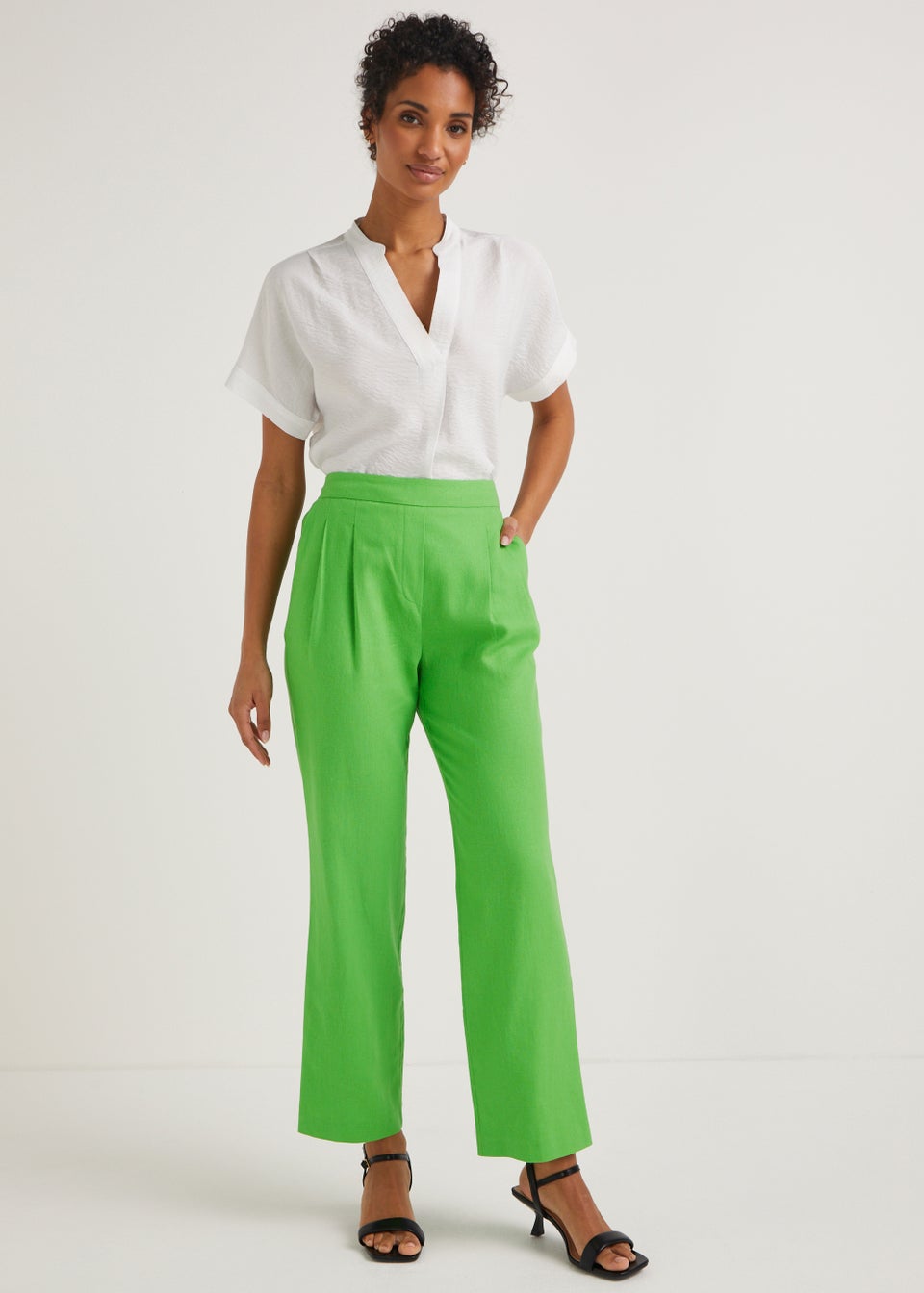 LINEN BLEND TROUSERS WITH PLEATS - White | ZARA Angola