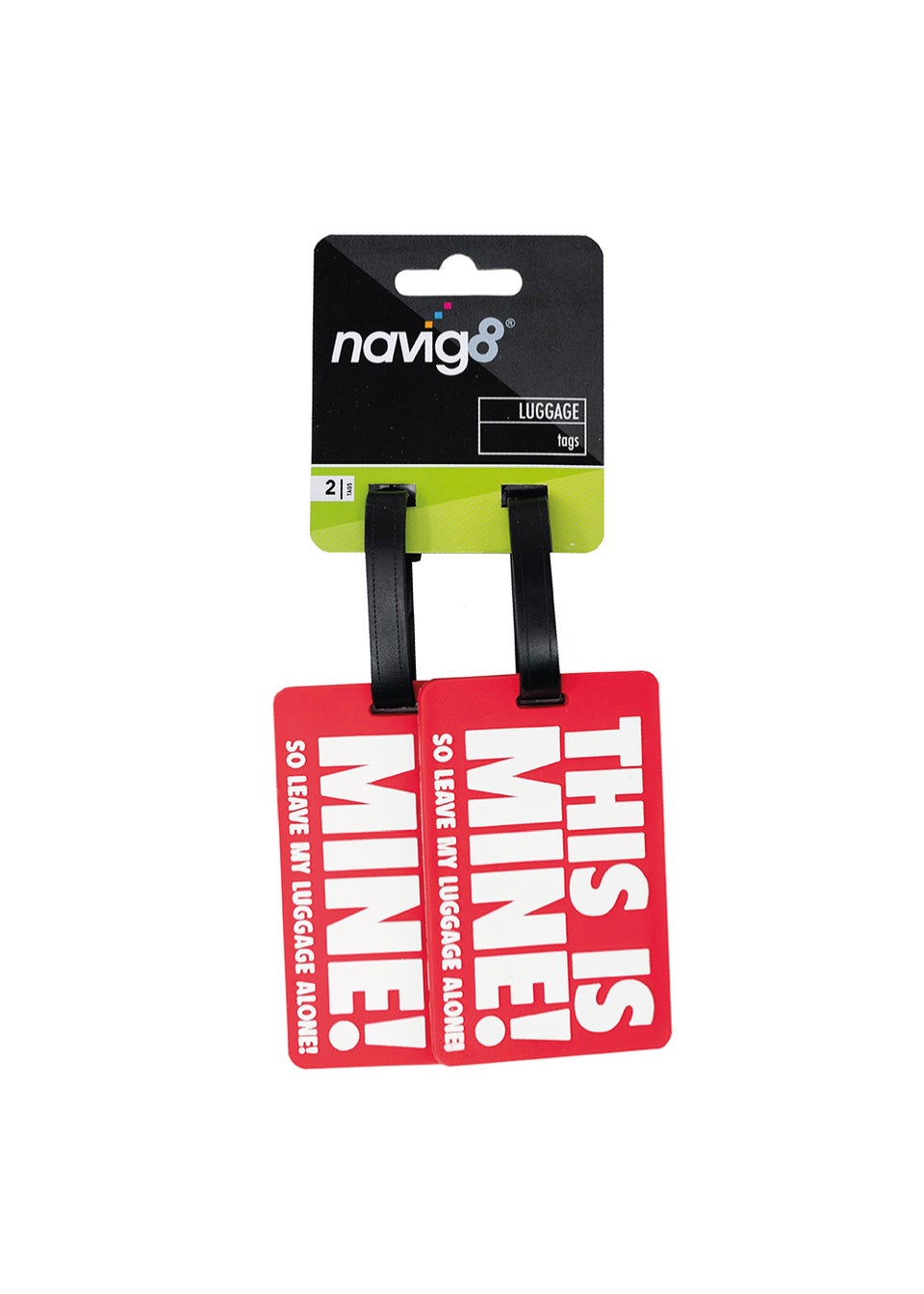 Navig8 Red Slogan Luggage Tags (8cm x 8cm)