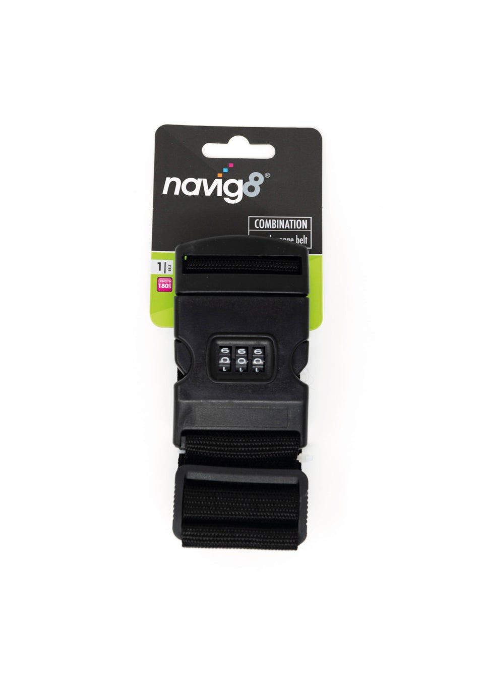 Navig8 Black Combination Luggage Belt (20.5cm x 8cm x 4cm)