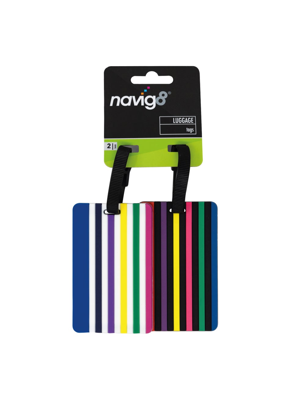 Navig8 Multicoloured Striped Luggage Tags (22.5cm x 11cm x 4cm)