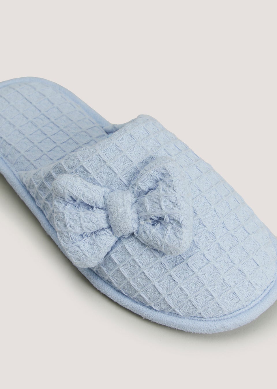 Blue Waffle Bow Slippers
