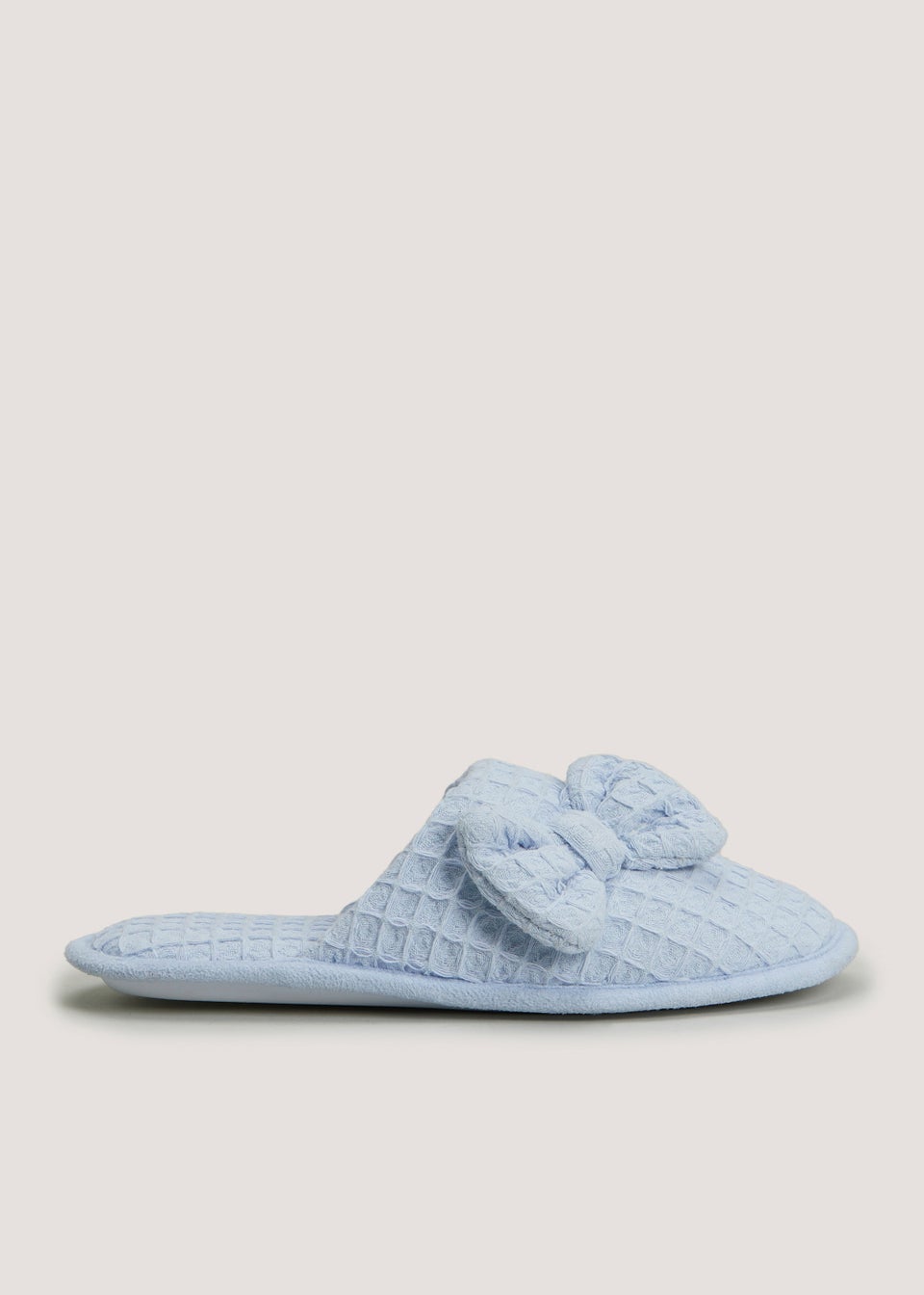 Blue Waffle Bow Slippers