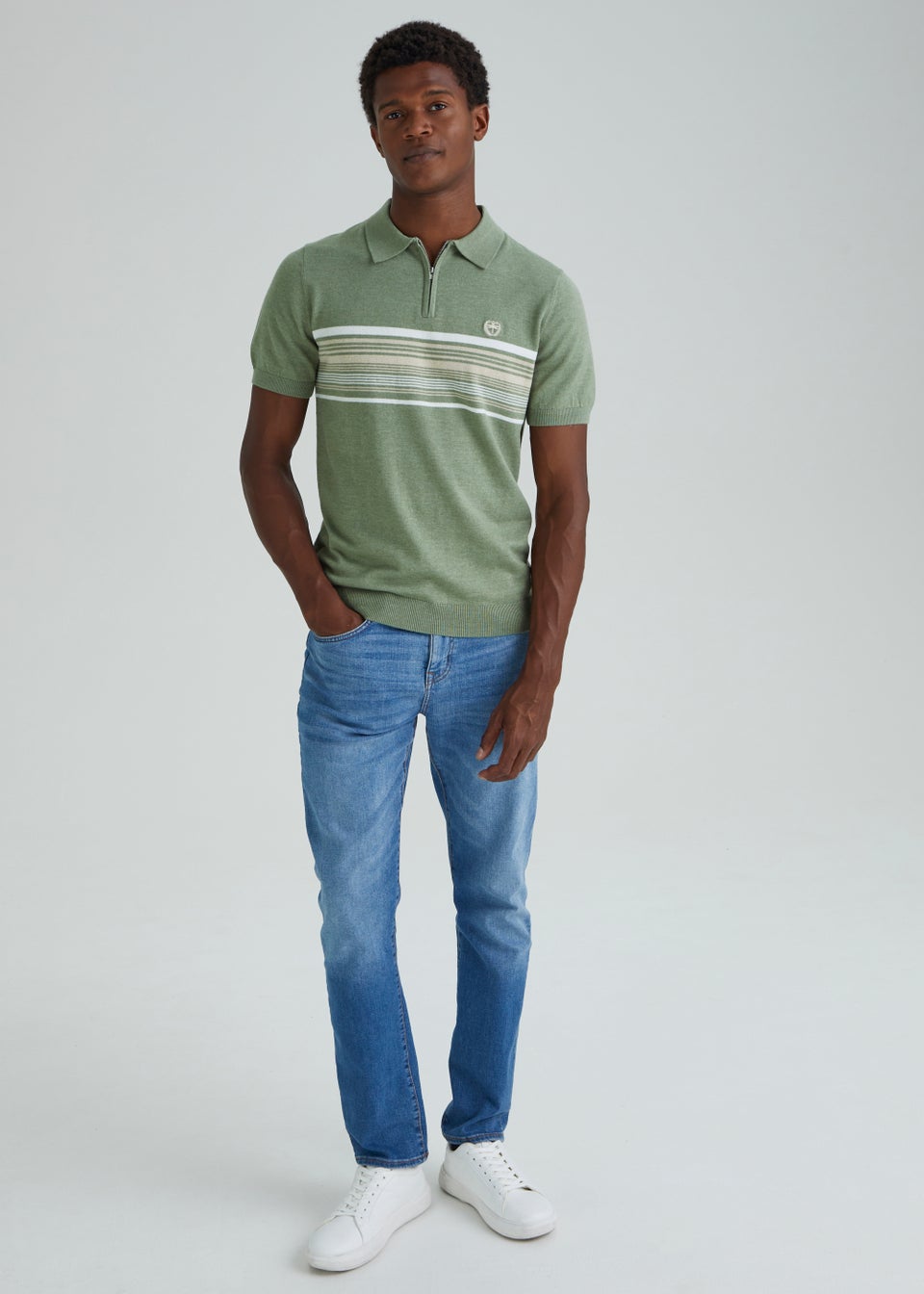 Green Stripe Terry Polo