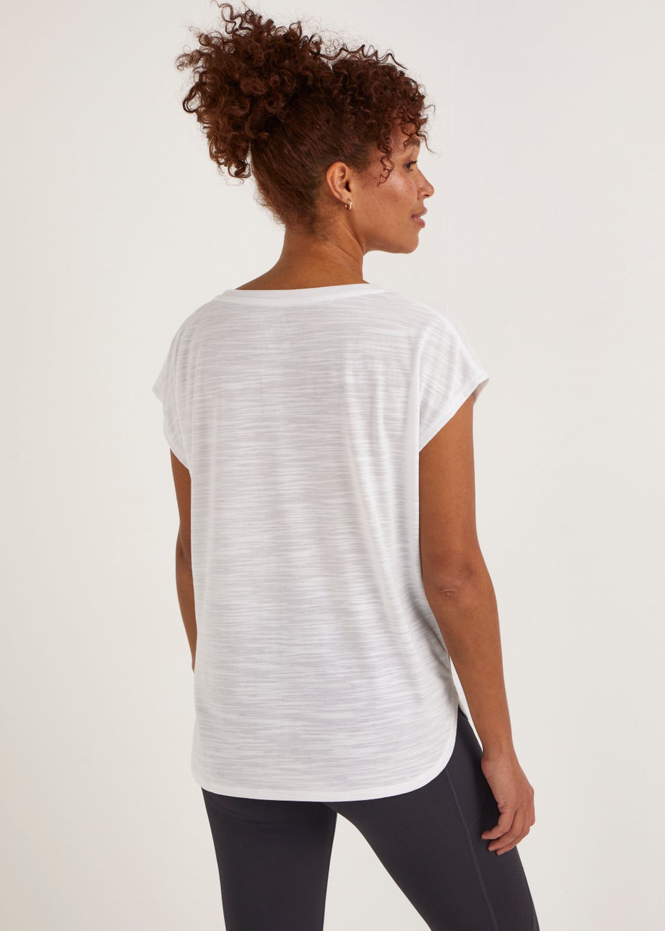 Souluxe White V-Neck Textured Sports T-Shirt