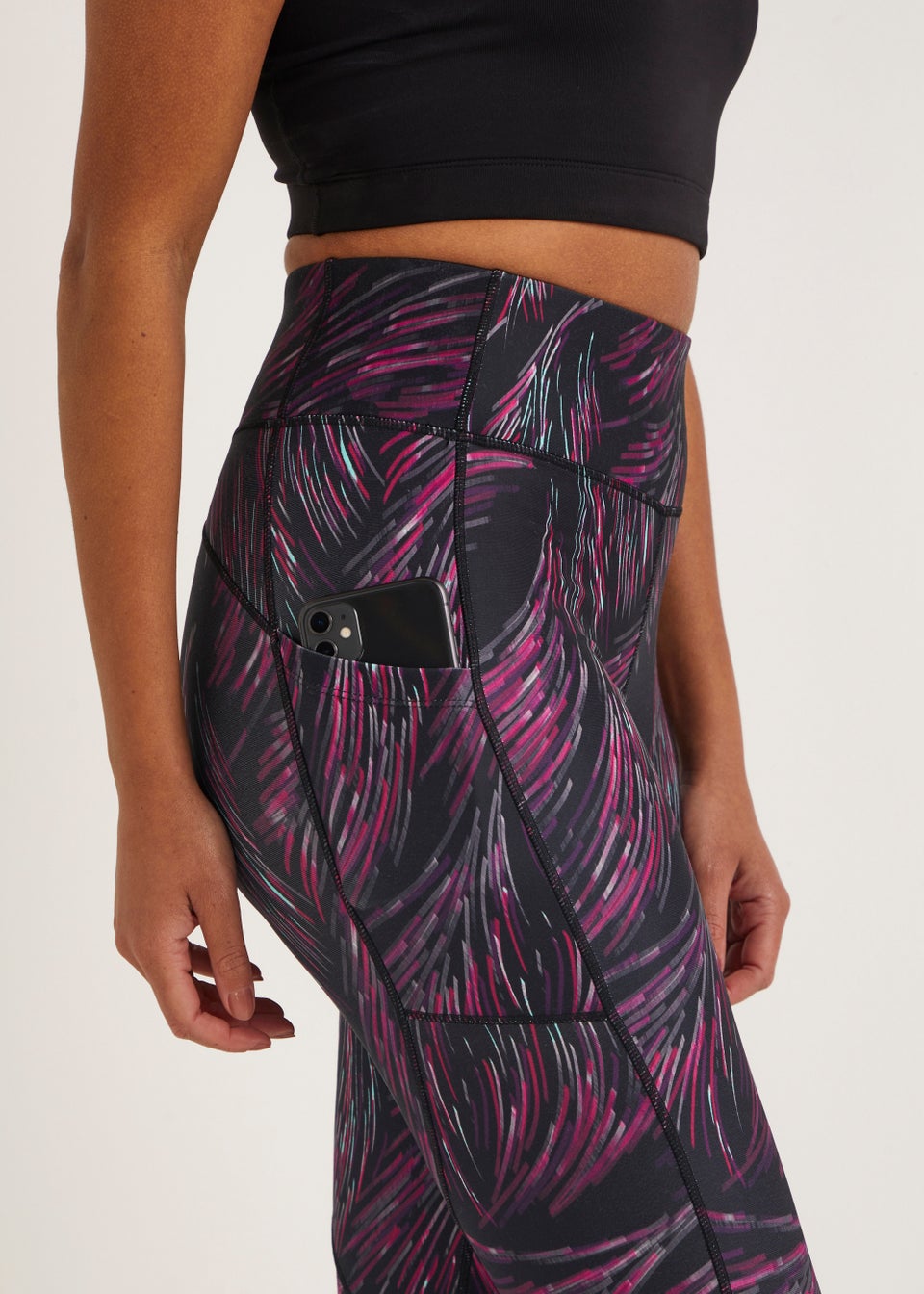 Souluxe Black & Pink Print Sports Leggings