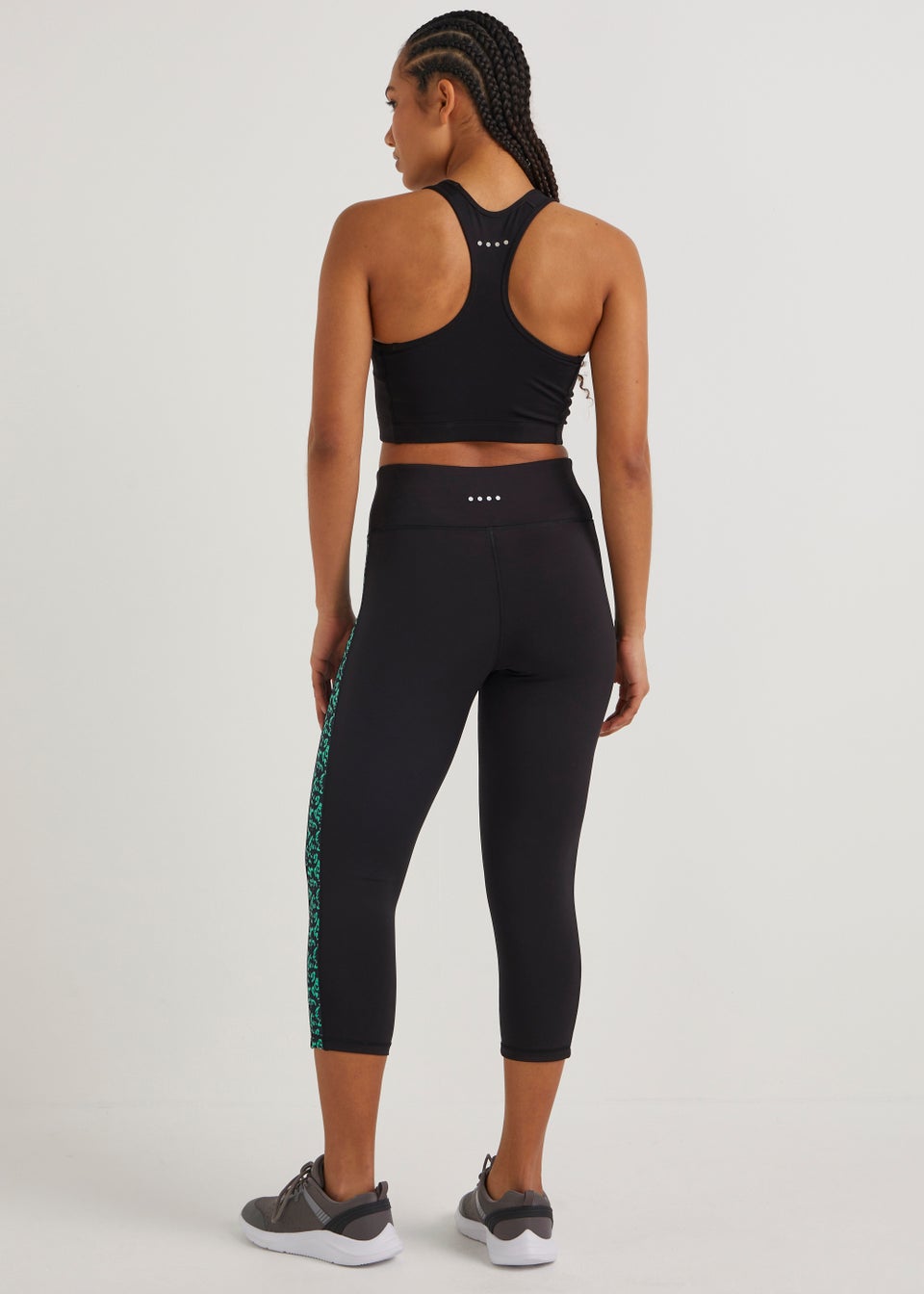 Souluxe Black Print Panel Capri Sports Leggings