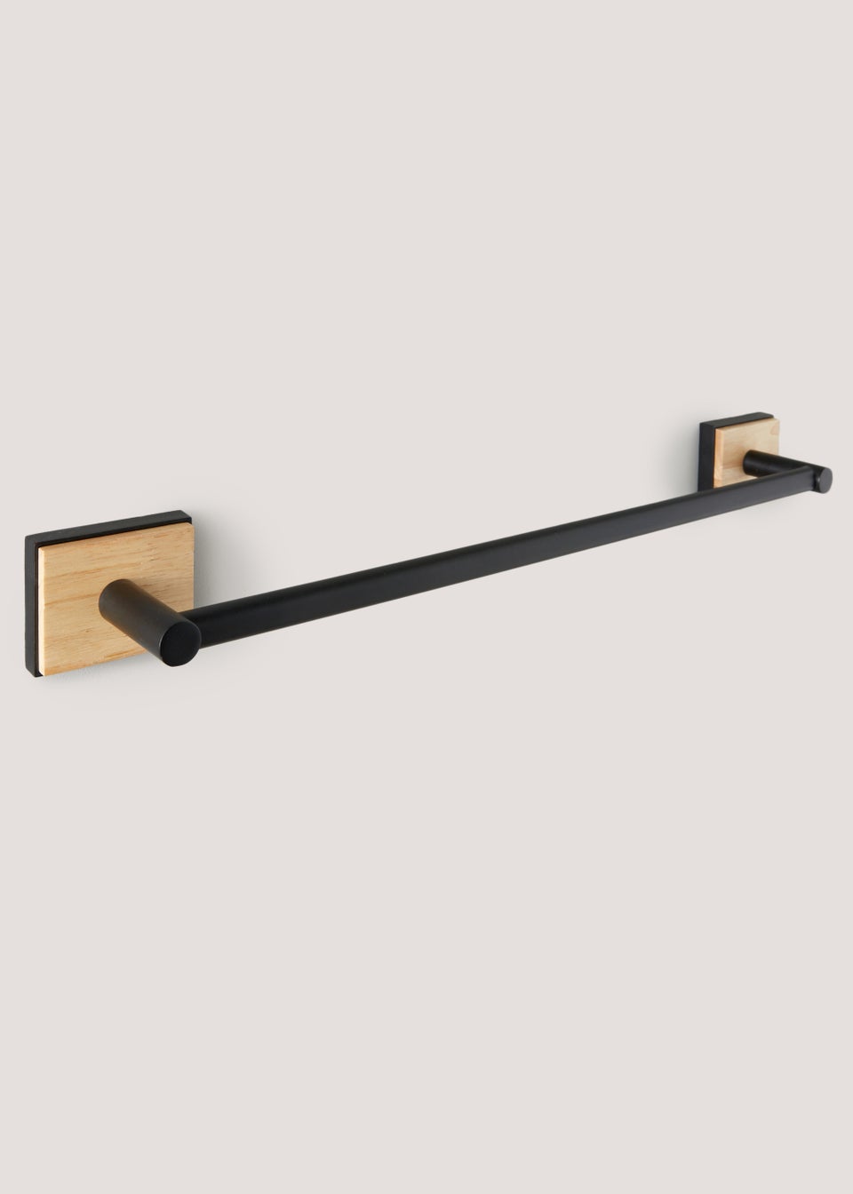 Black Metal & Wood Towel Rack (51cm x 9cm x 5.5cm)