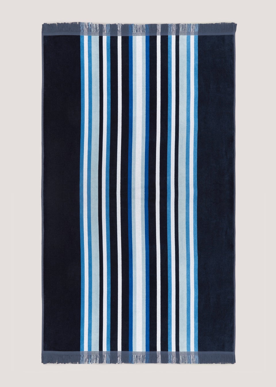 Navy Stripe Velour Beach Towel (150cm x 70cm)