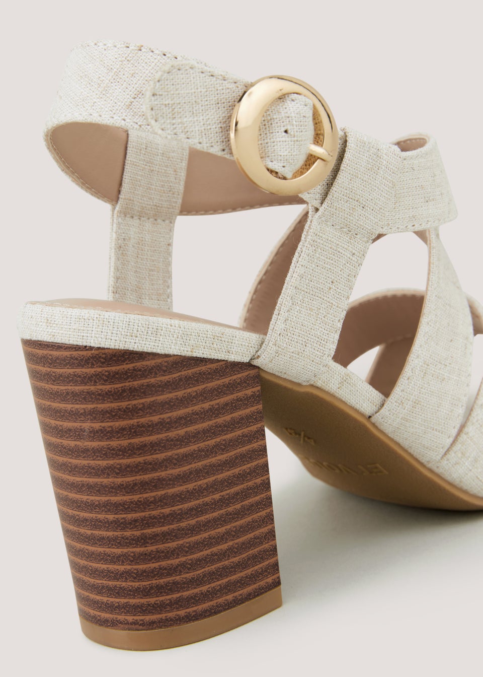 Et Vous Cream Linen Stack Heels Matalan