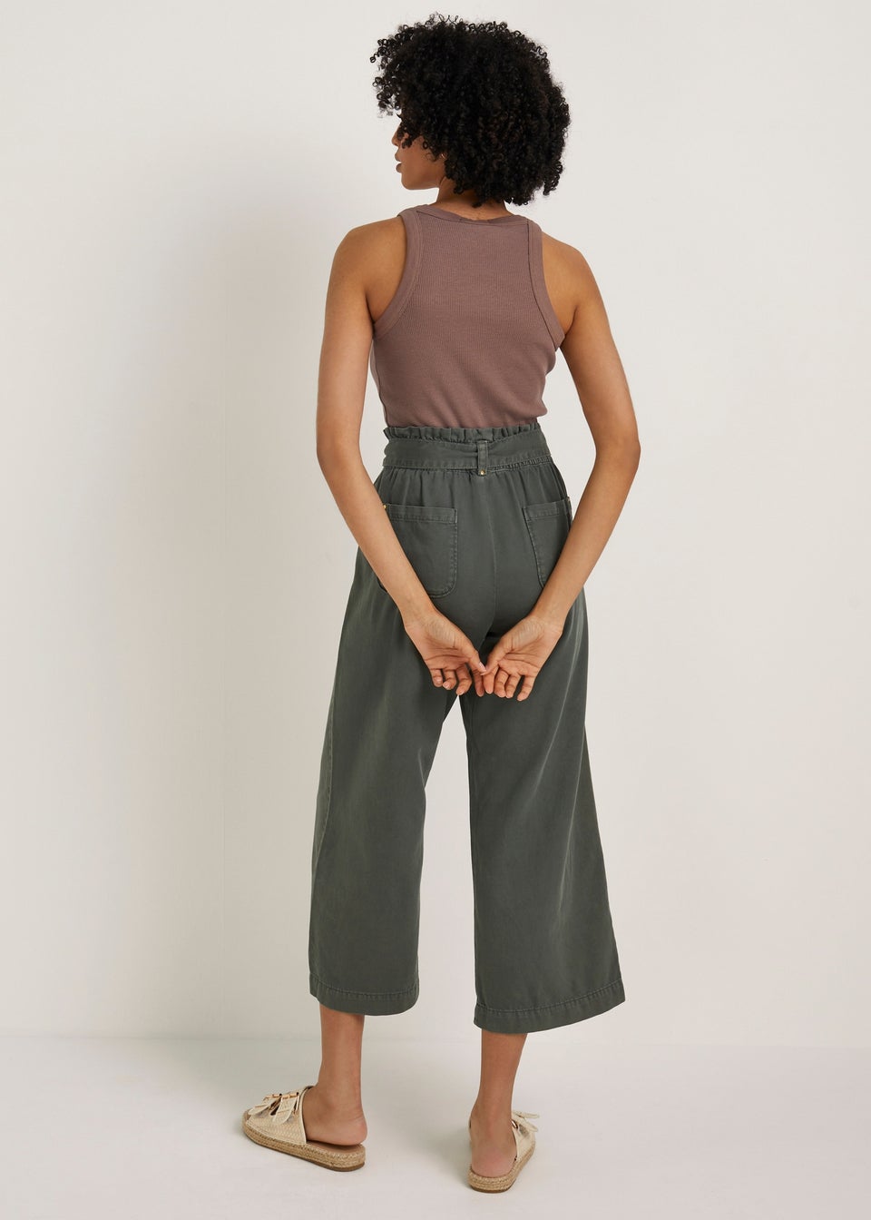 Khaki Utility Cropped Trousers