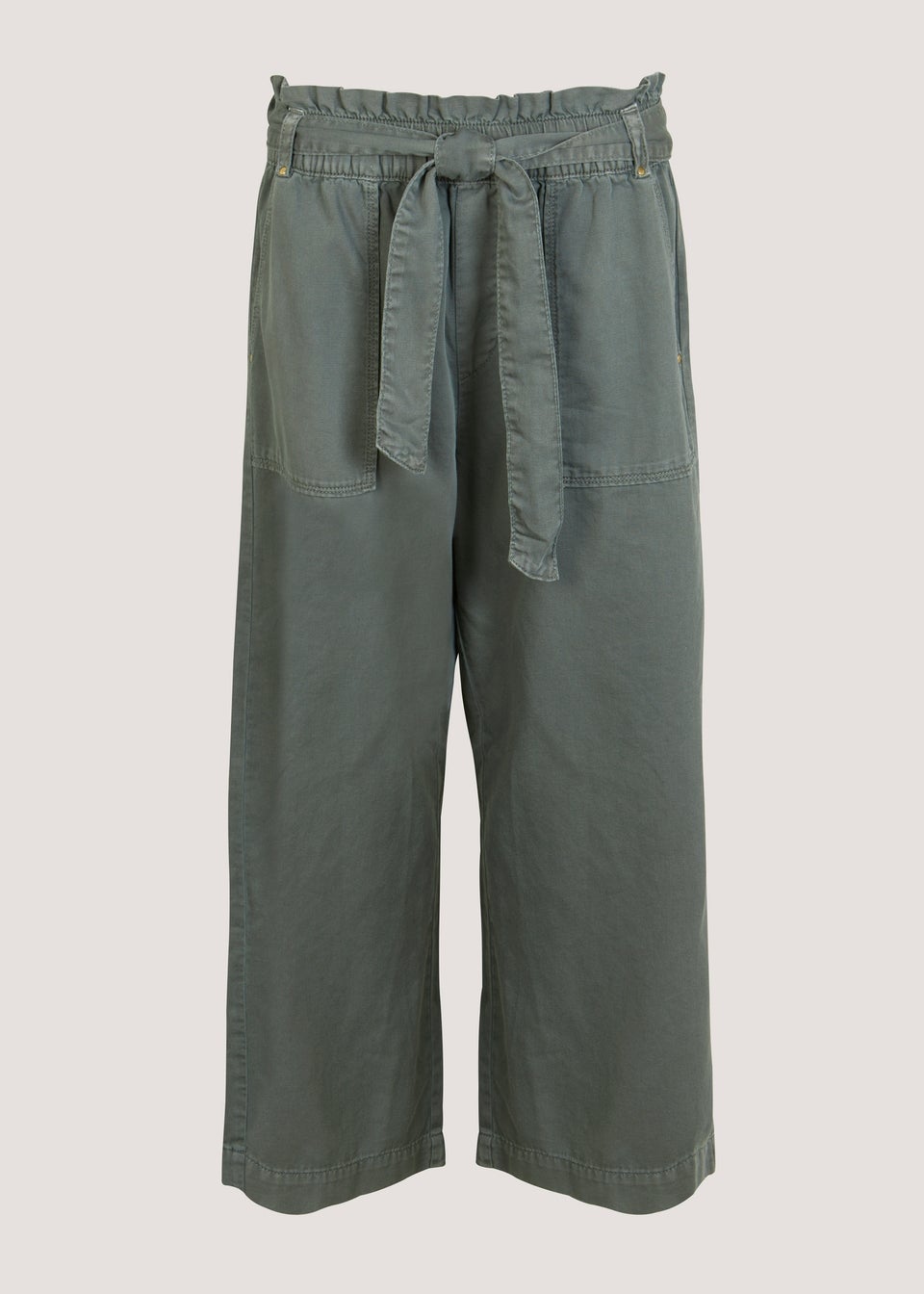 Khaki Utility Cropped Trousers