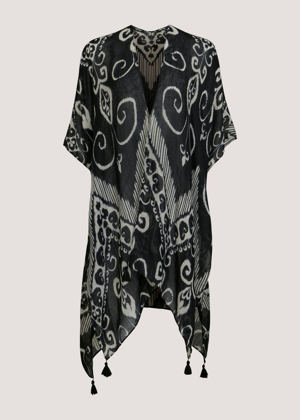 Monochrome Paisley Print Kimono
