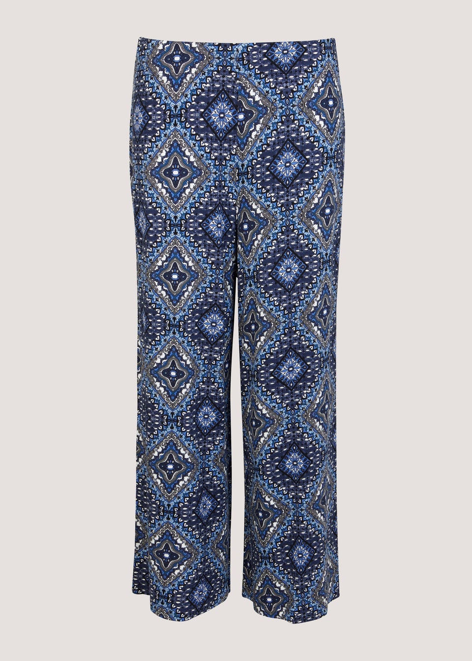 Navy Paisley Cropped Wide Leg Leggings