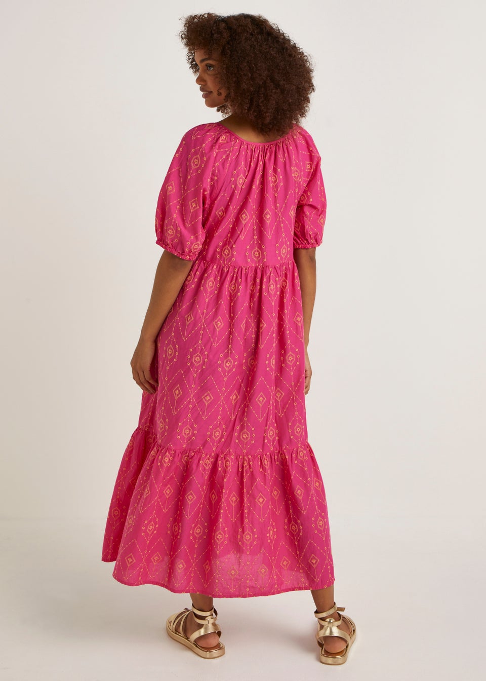 Papaya Petite Pink Embroidered Midi Dress Matalan