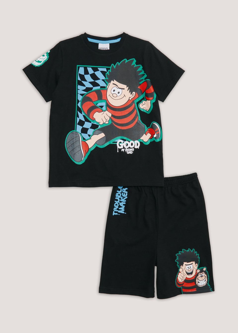 Kids Black Dennis the Menace Pyjama Set 4 10yrs