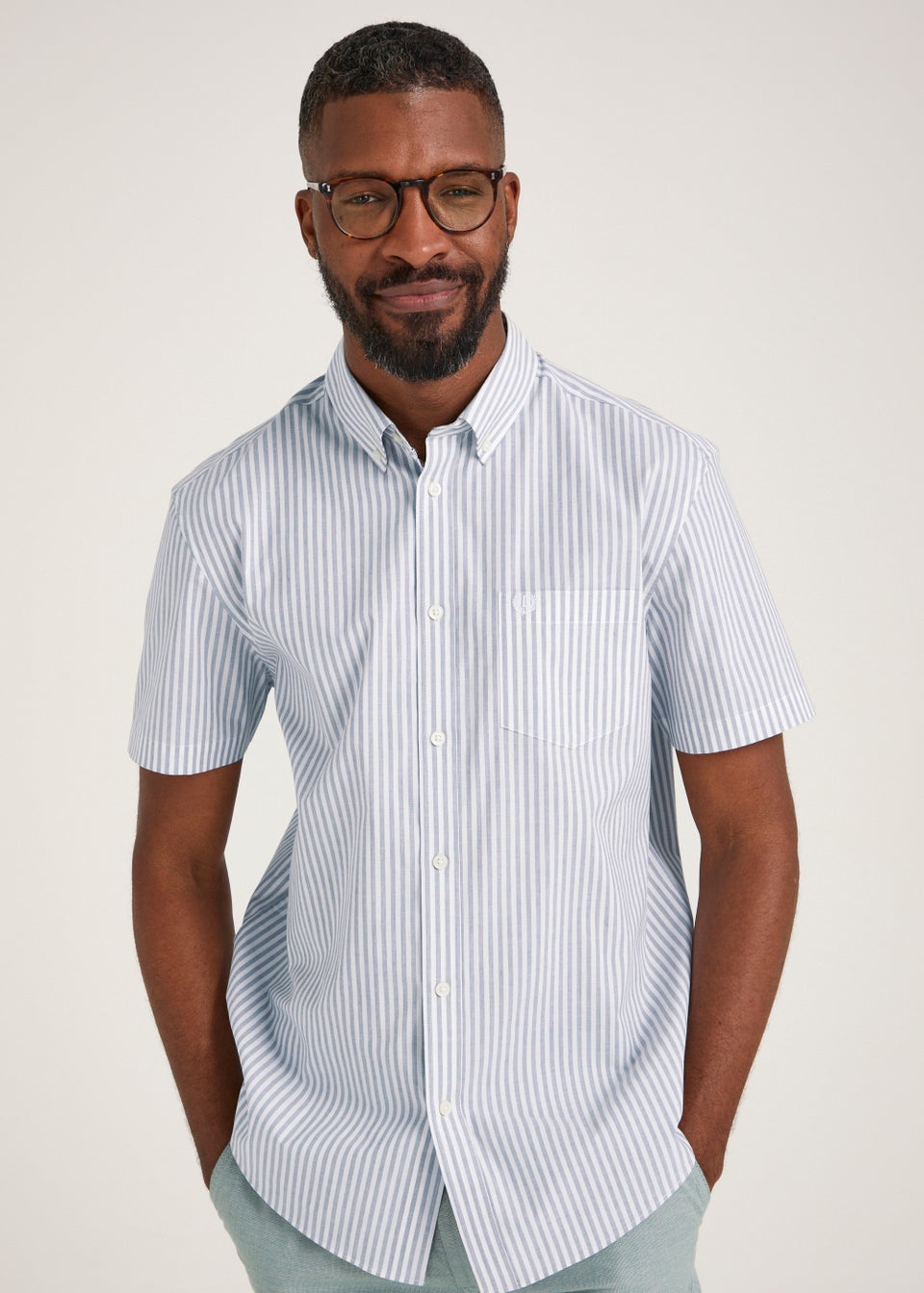 Lincoln Grey Stripe Short Sleeve Shirt - Matalan