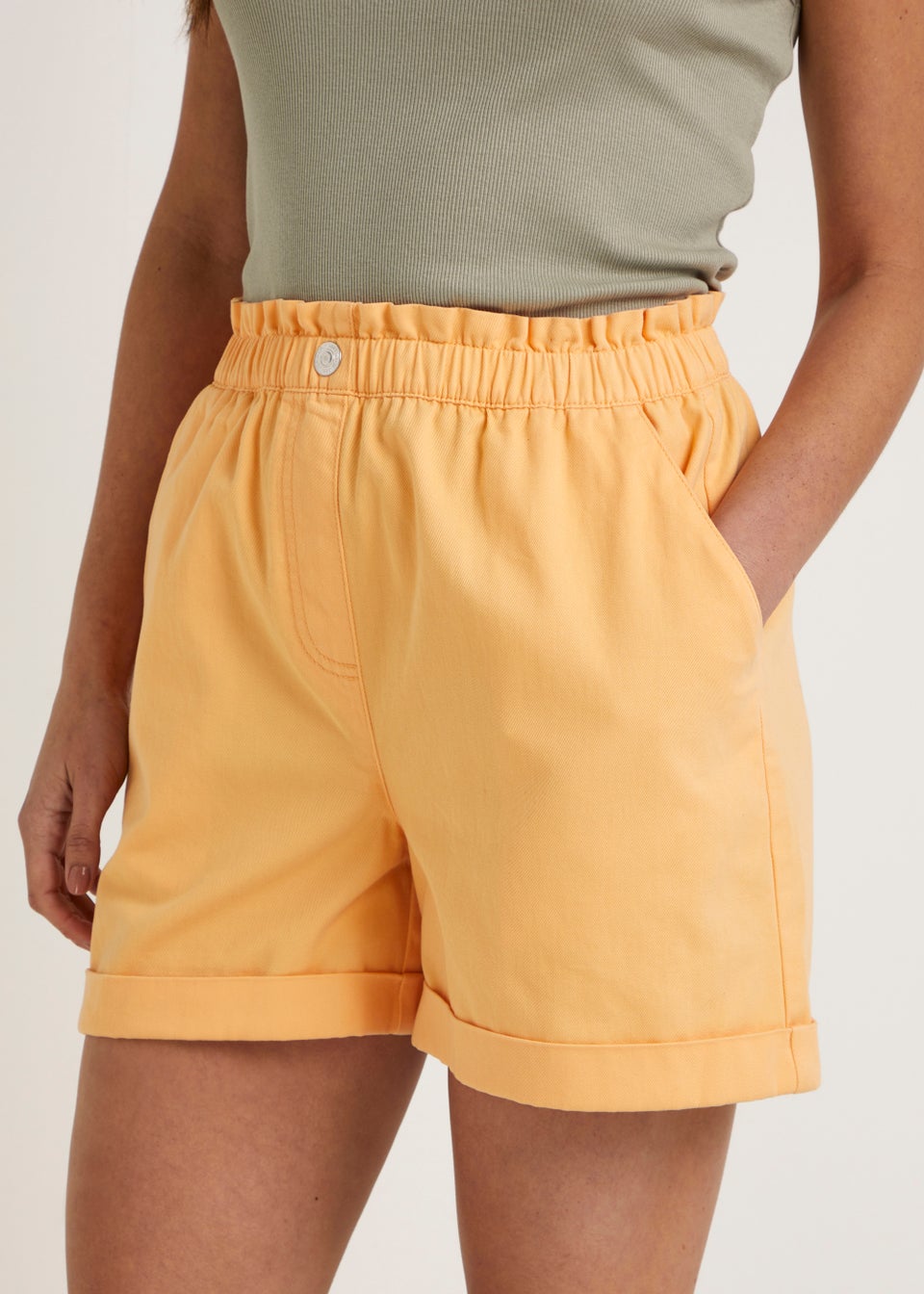 Orange paperbag shorts best sale