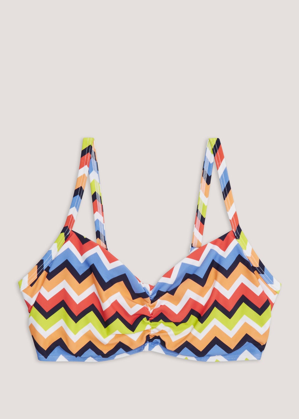 DD+ Multicoloured Zigzag Ruched Bikini Top - Matalan