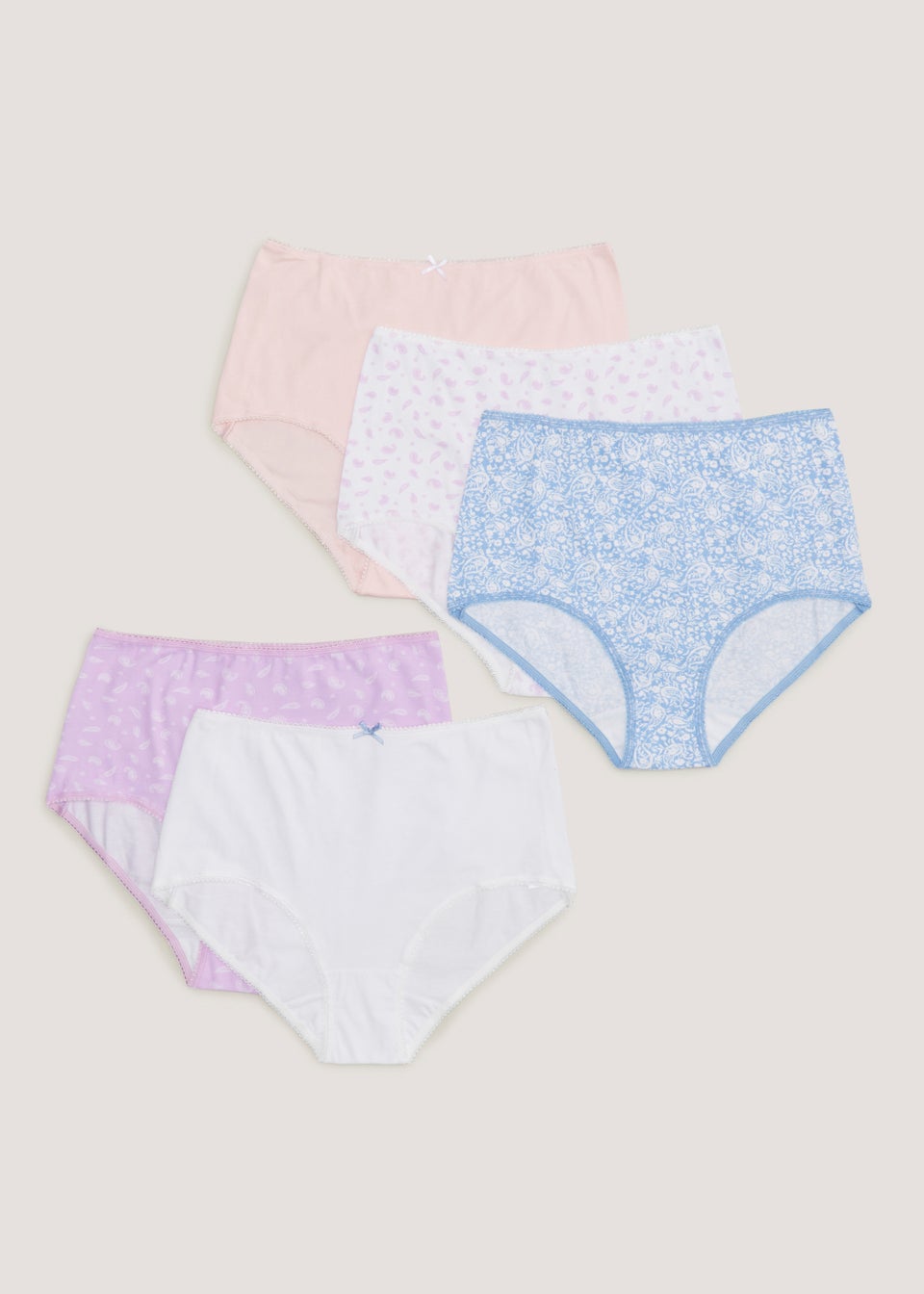 5 Pack Pink Paisely Full Knickers