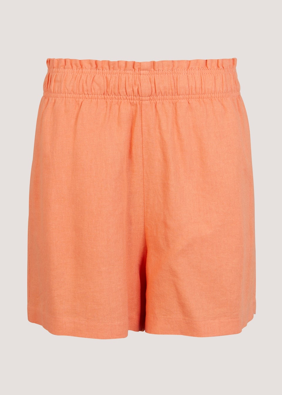 Orange Linen Blend Shorts