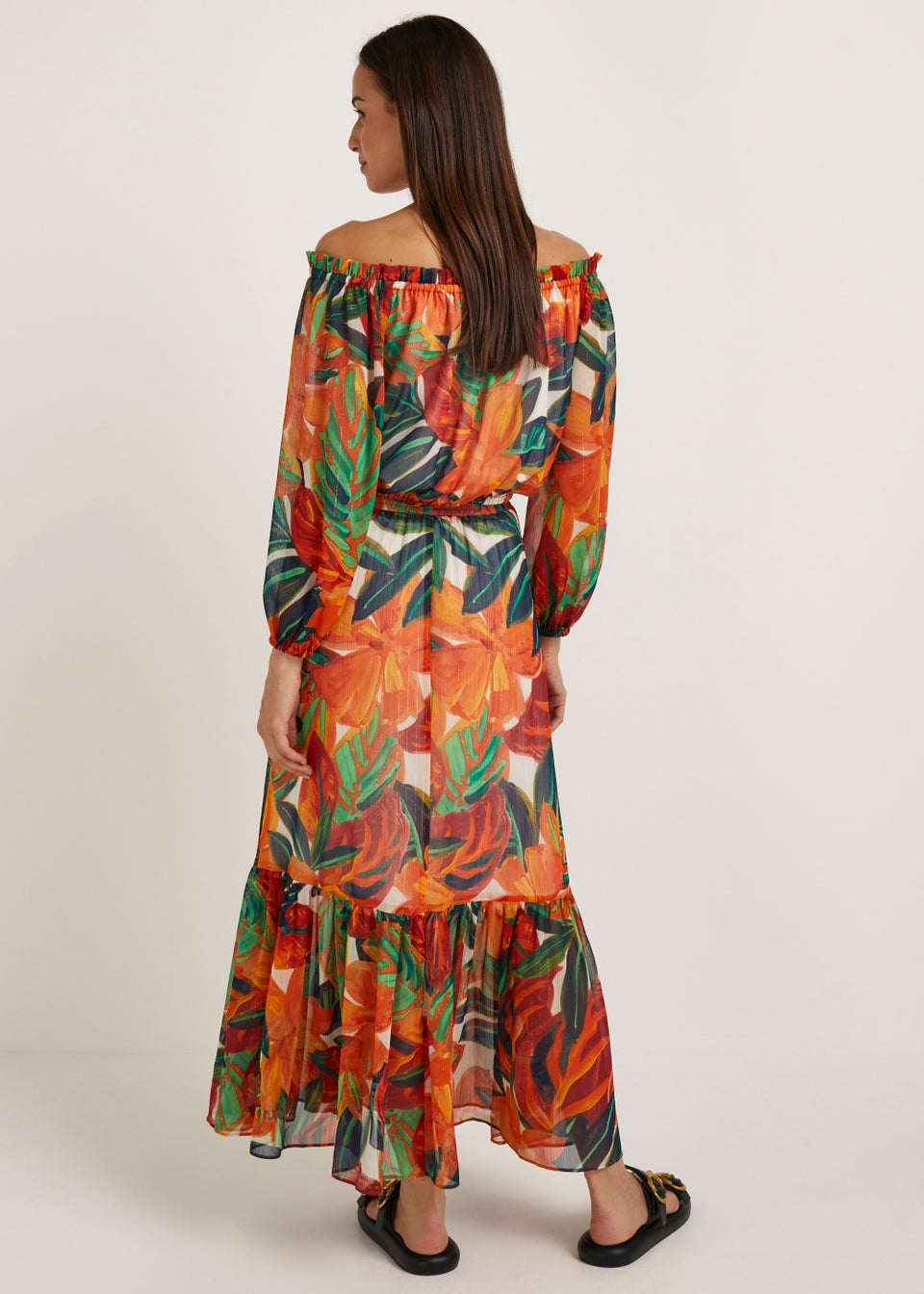 Et Vous Orange Palm Print Maxi Co-Ord Skirt