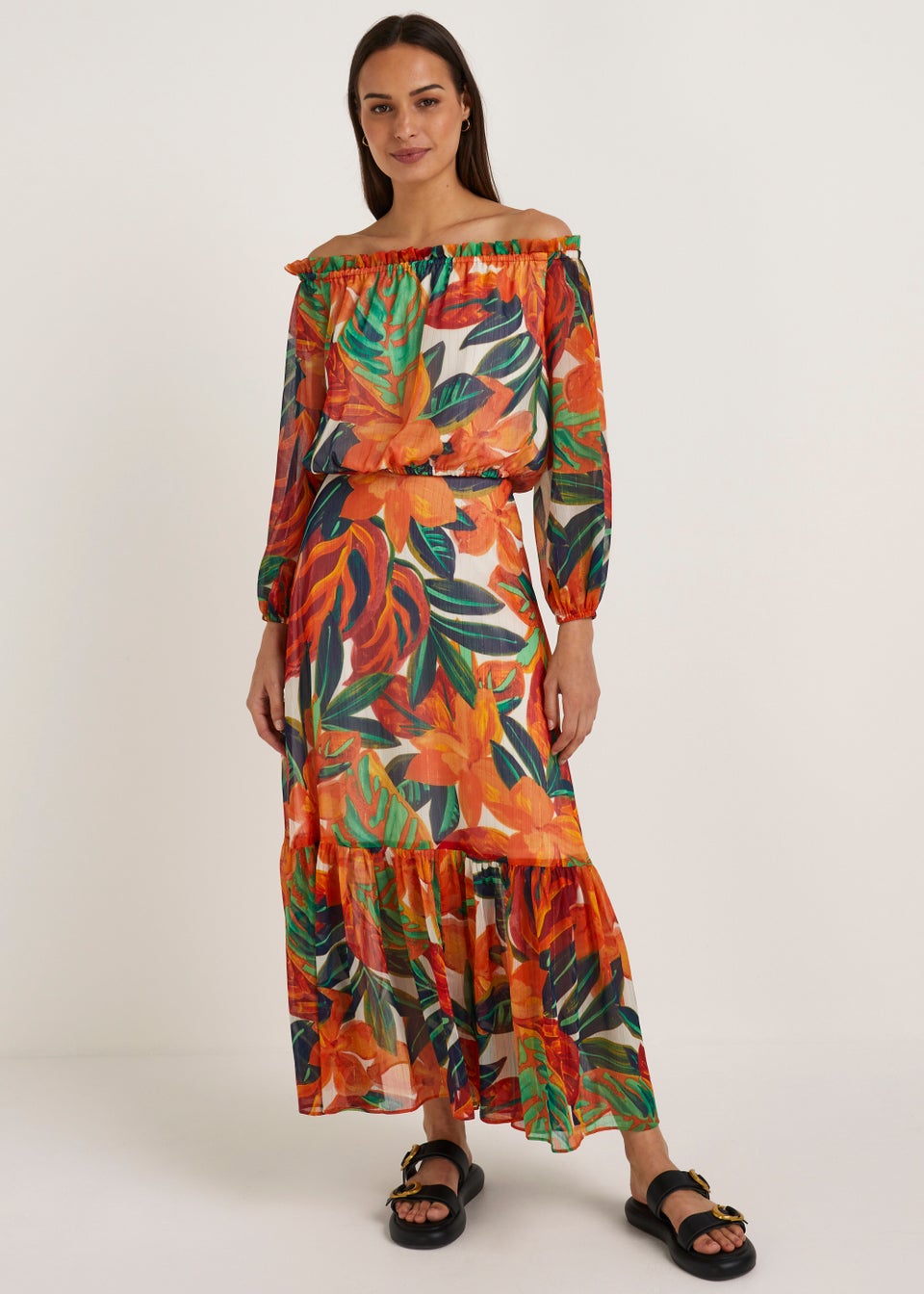 Et Vous Orange Palm Print Maxi Co-Ord Skirt