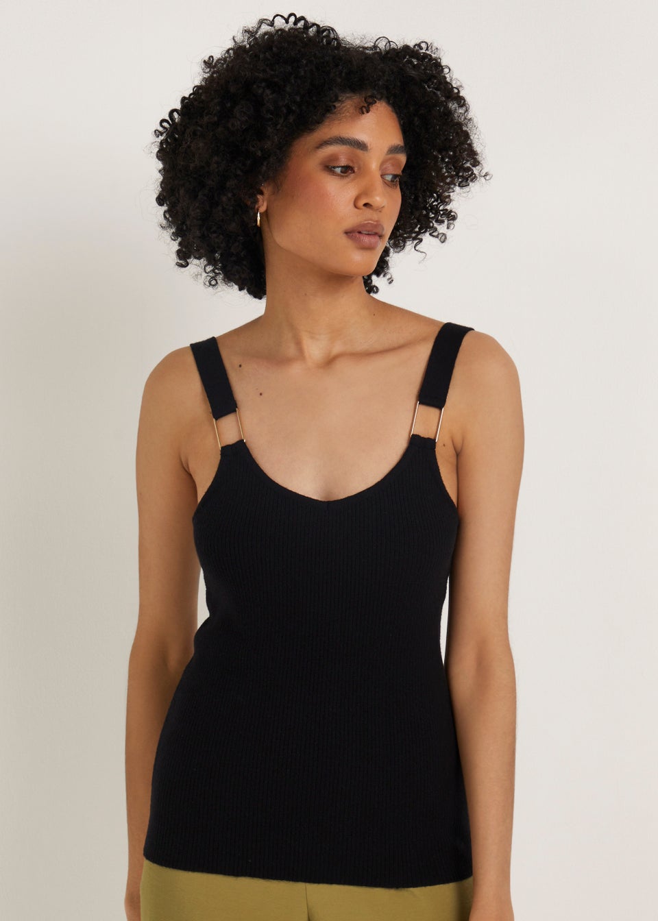 Et Vous Black Metal Trim Vest Top