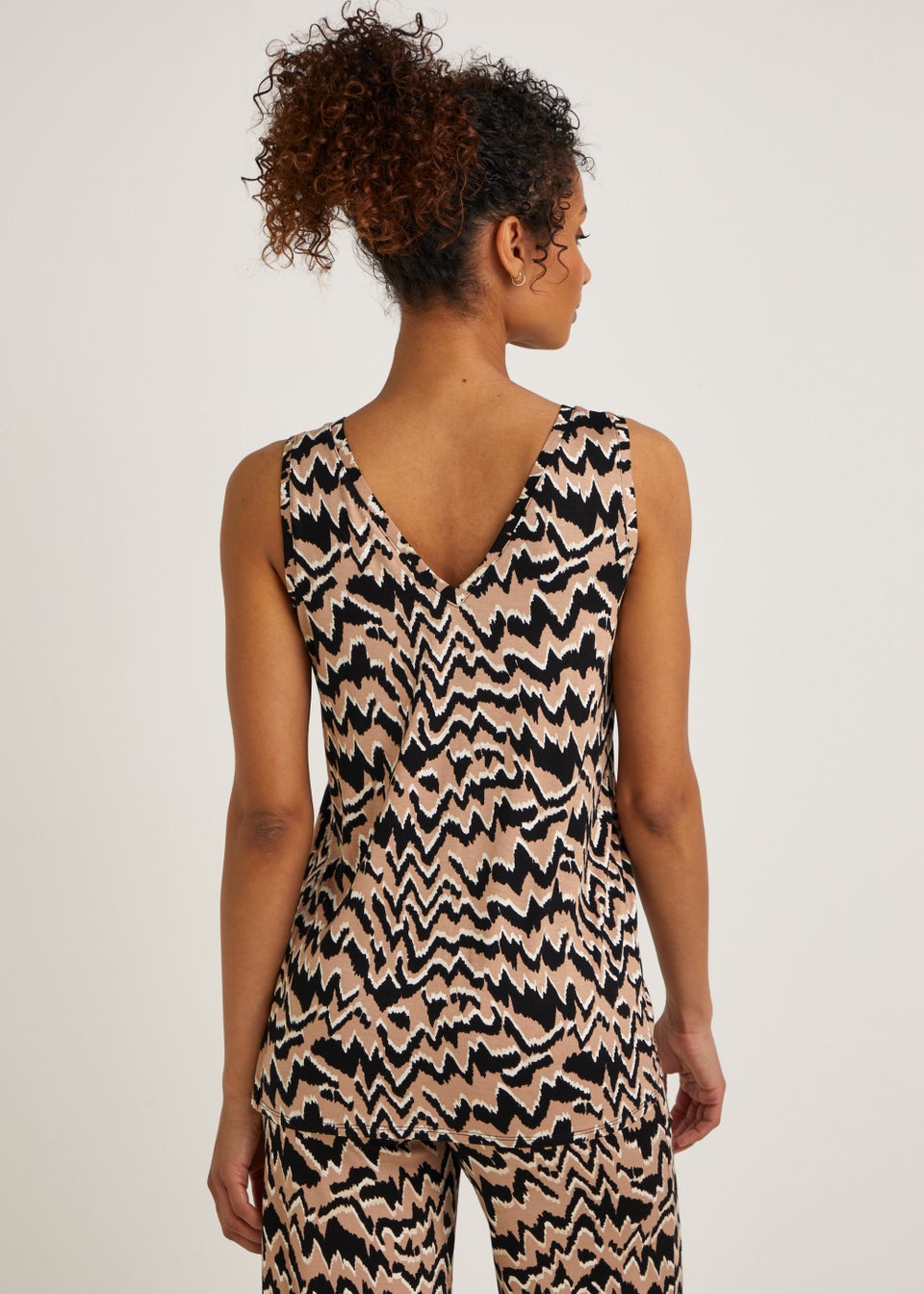 Brown Animal Print V-Neck Co-Ord Vest Top
