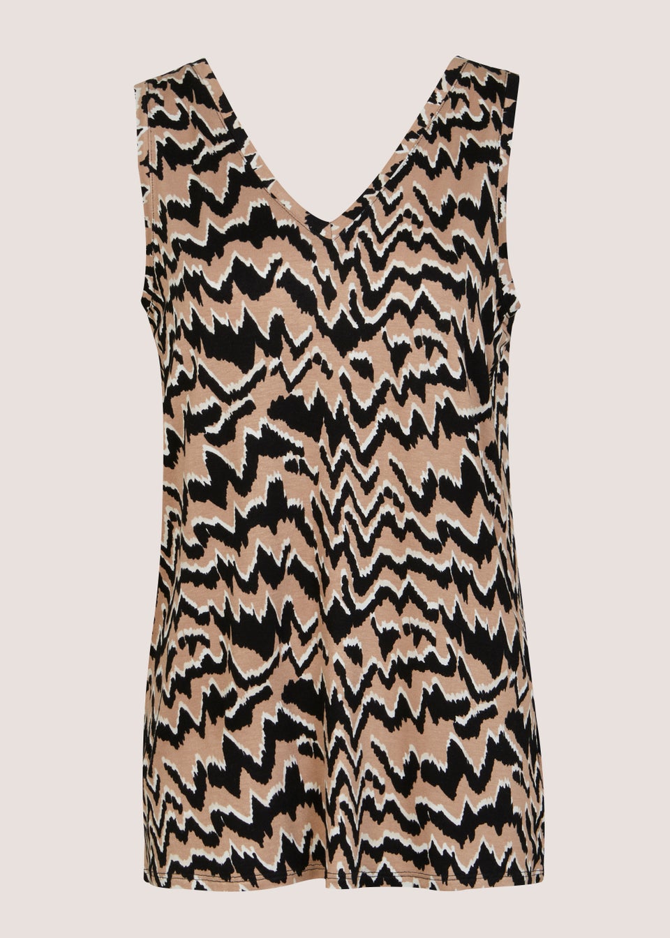 Brown Animal Print V-Neck Co-Ord Vest Top