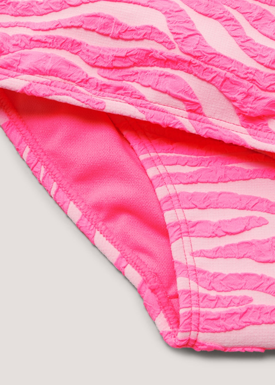 Girls Pink Zebra Textured Bikini Set (4-13yrs)