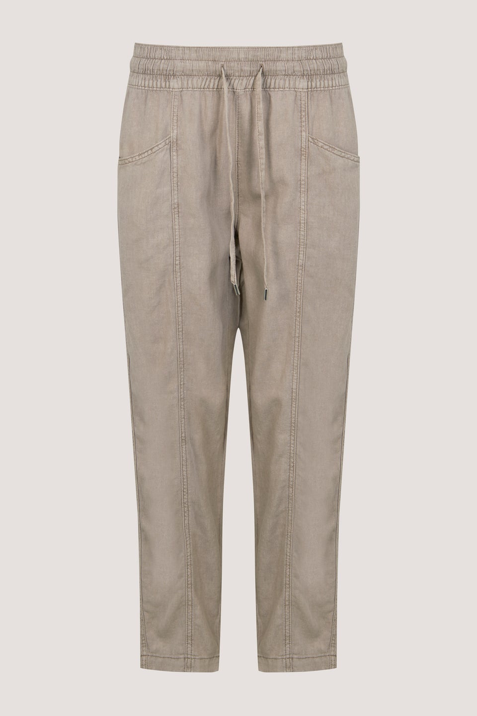 Beige Linen Blend Joggers
