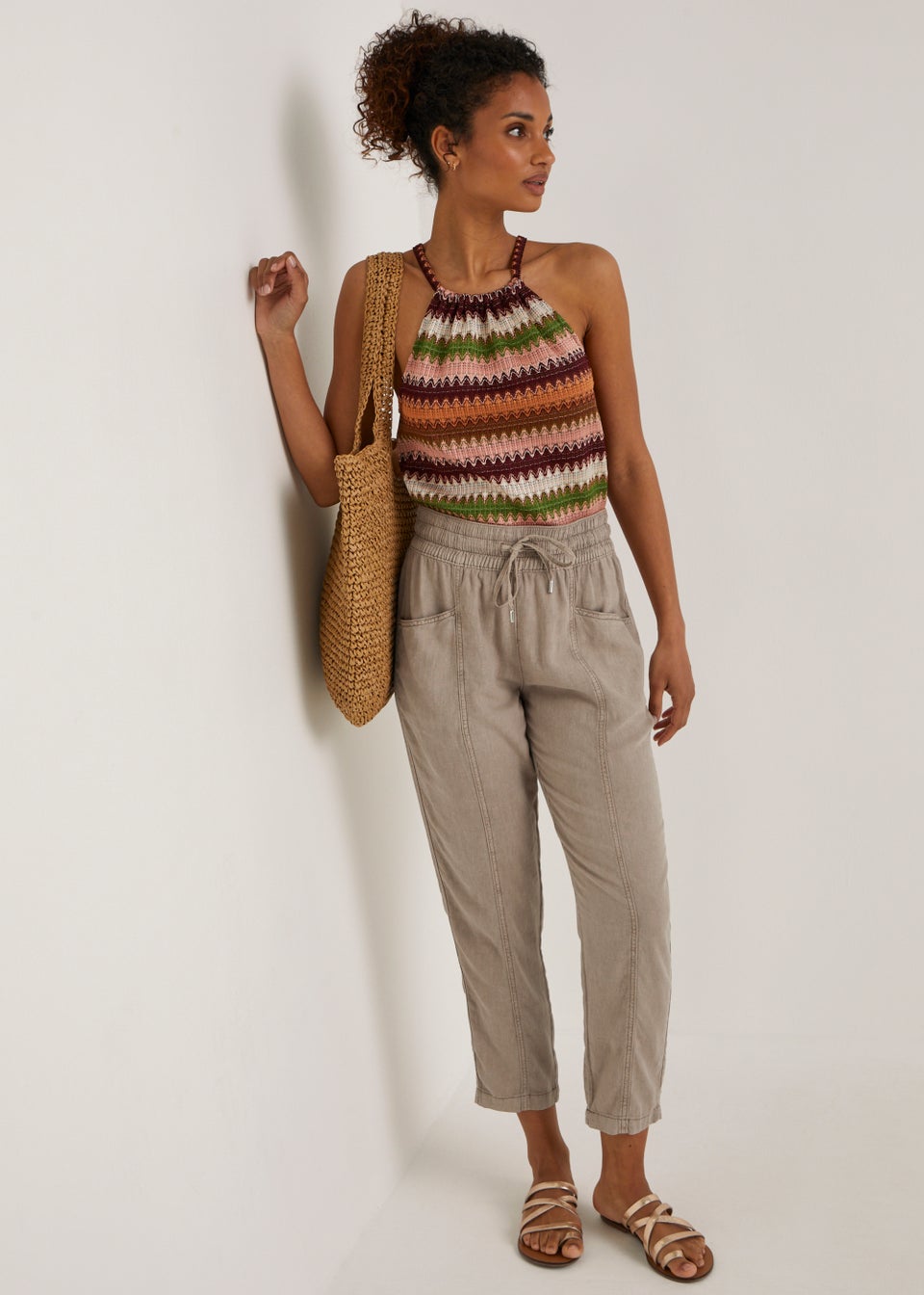 Linen blend joggers on sale
