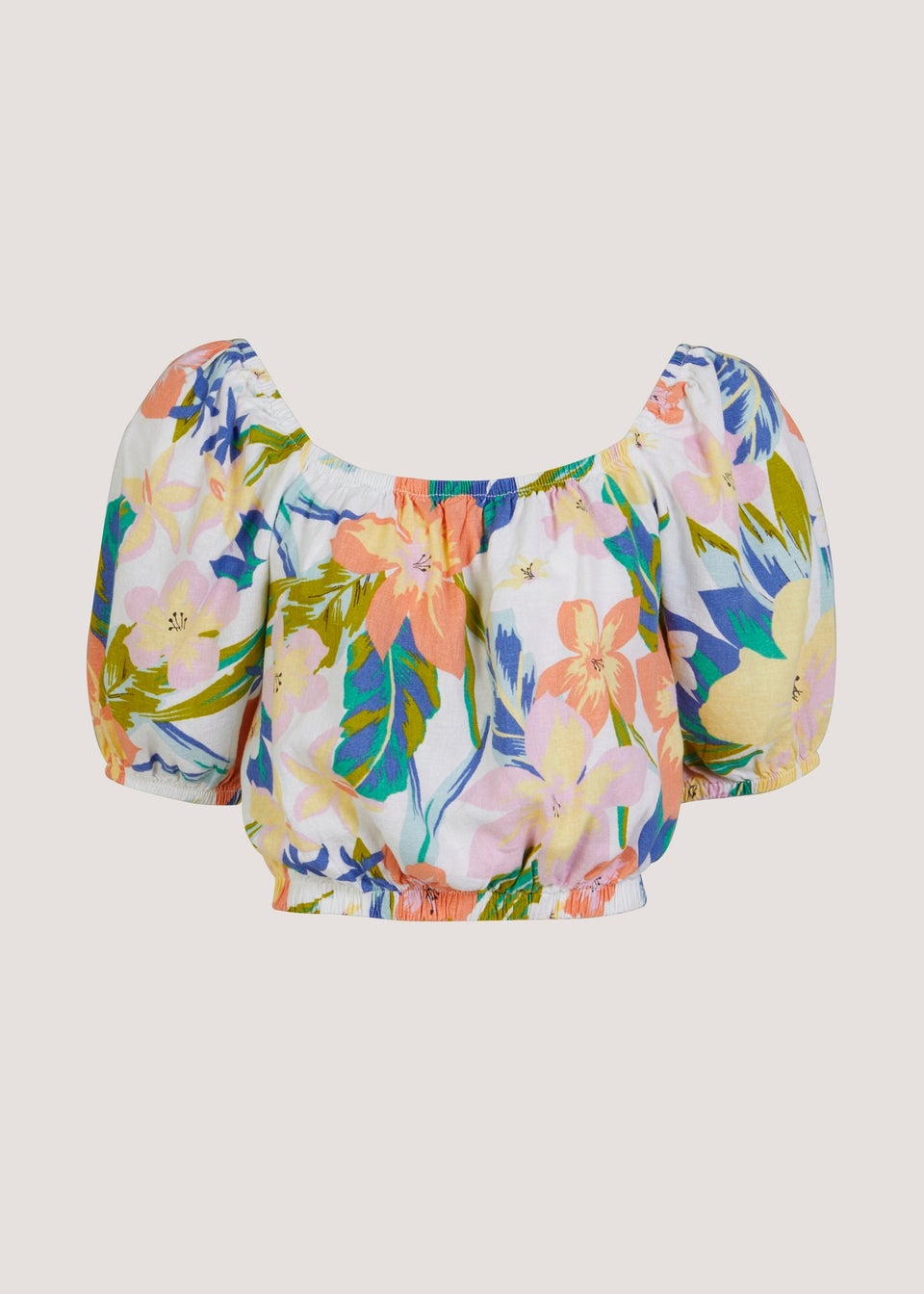 Multicoloured Floral Linen Blend Co-Ord Top