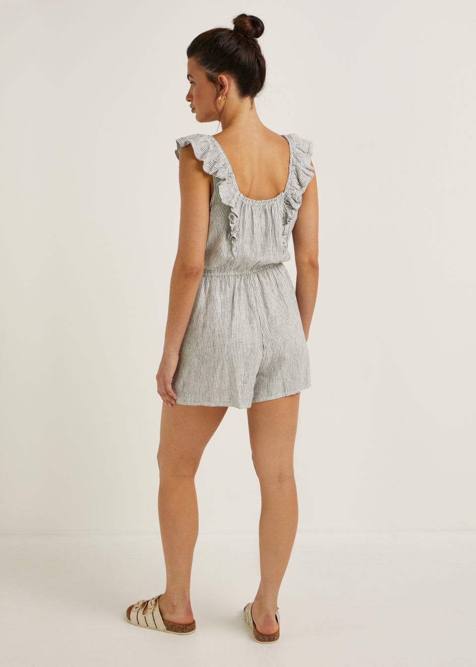 White Stripe Linen Blend Playsuit