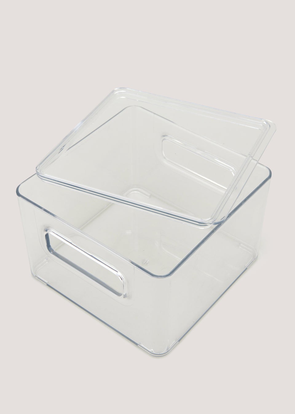 Clear Acrylic Fridge Storage Tray With Lid 15 5cm X 15cm X 10cm Matalan