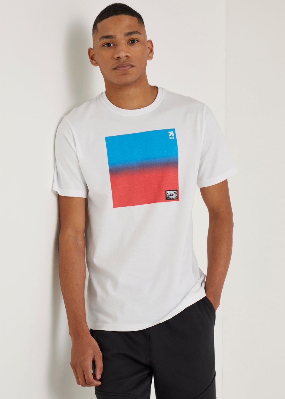 US Athletic White Ombre Print T-Shirt