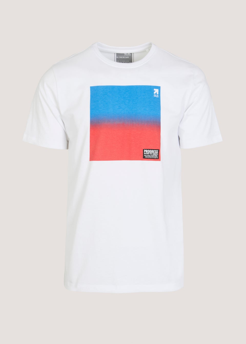 US Athletic White Ombre Print T-Shirt - Matalan