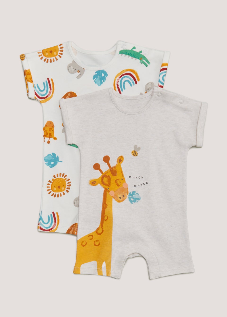 Baby 2 Pack Safari Rompers Newborn 18mths